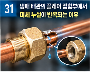 냉매 배관의 플레어 접합부에서 미세 누설이 반복되는 이유 썸네일
